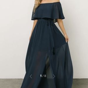 Baltic Born Navy Off-Shoulder Maxi Dress